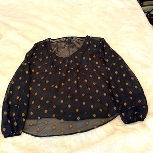 Women’s Luck Brand Live in Love Black & Gold Blouse XL